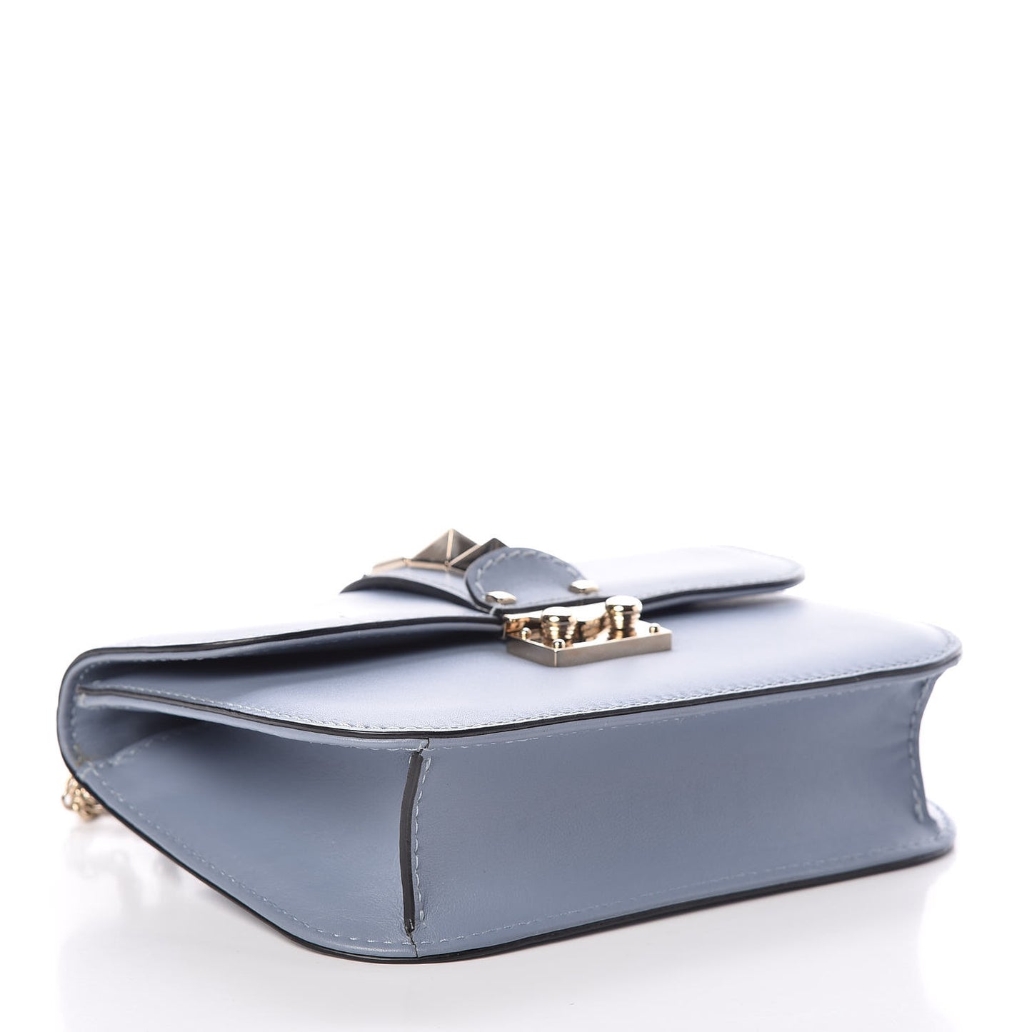 Vitello Small Glam Lock Rockstud Flap London Stone