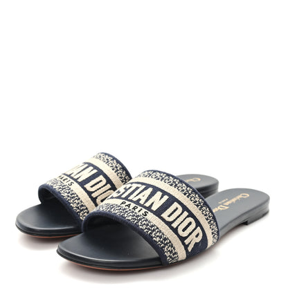 Christian Dior Canvas Embroidered Dway Mules Slide Sandals 36.5 Deep Blue 4 of 9