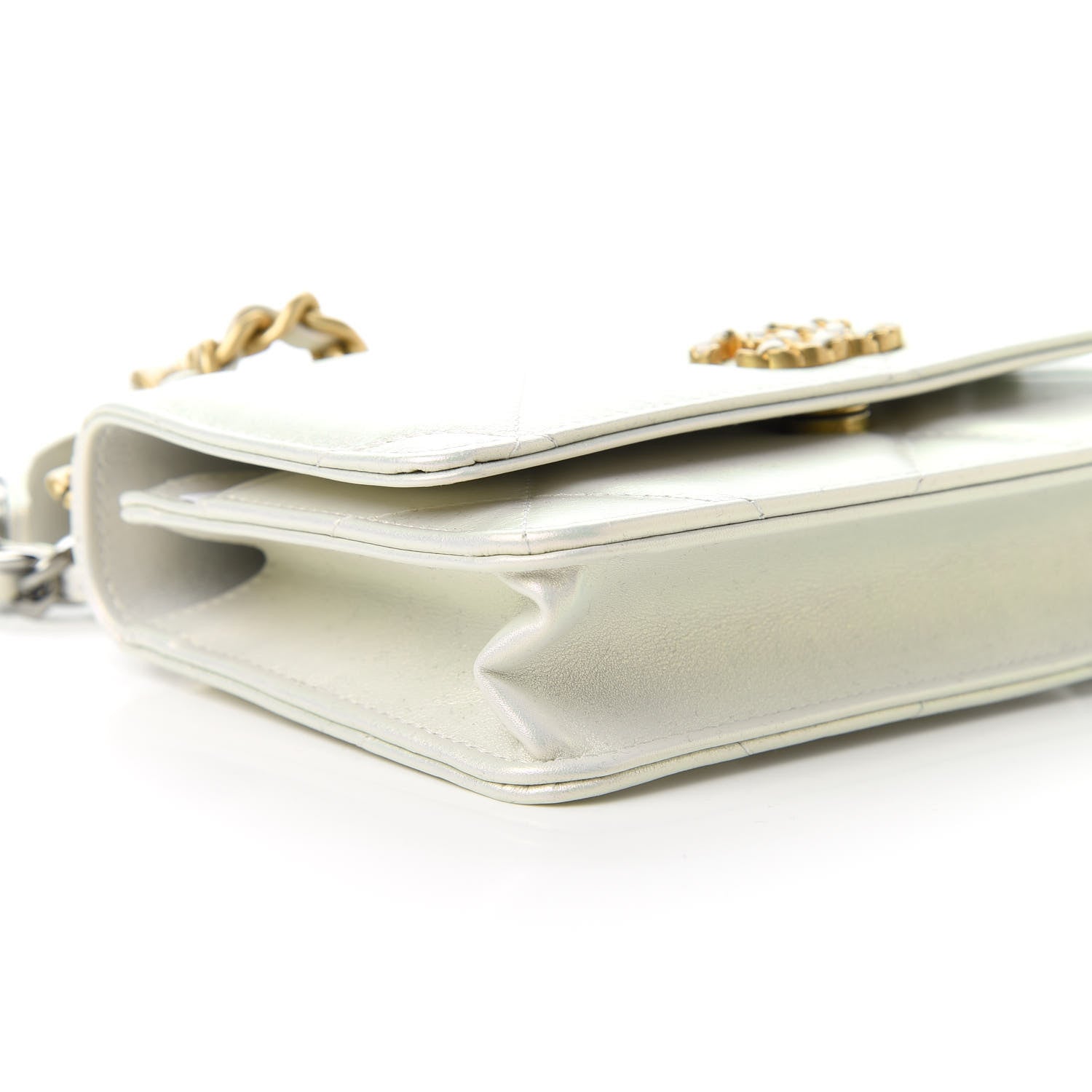 Chanel Iridescent Calfskin Quilted Chanel 19 Wallet On Chain WOC White 6 of 11