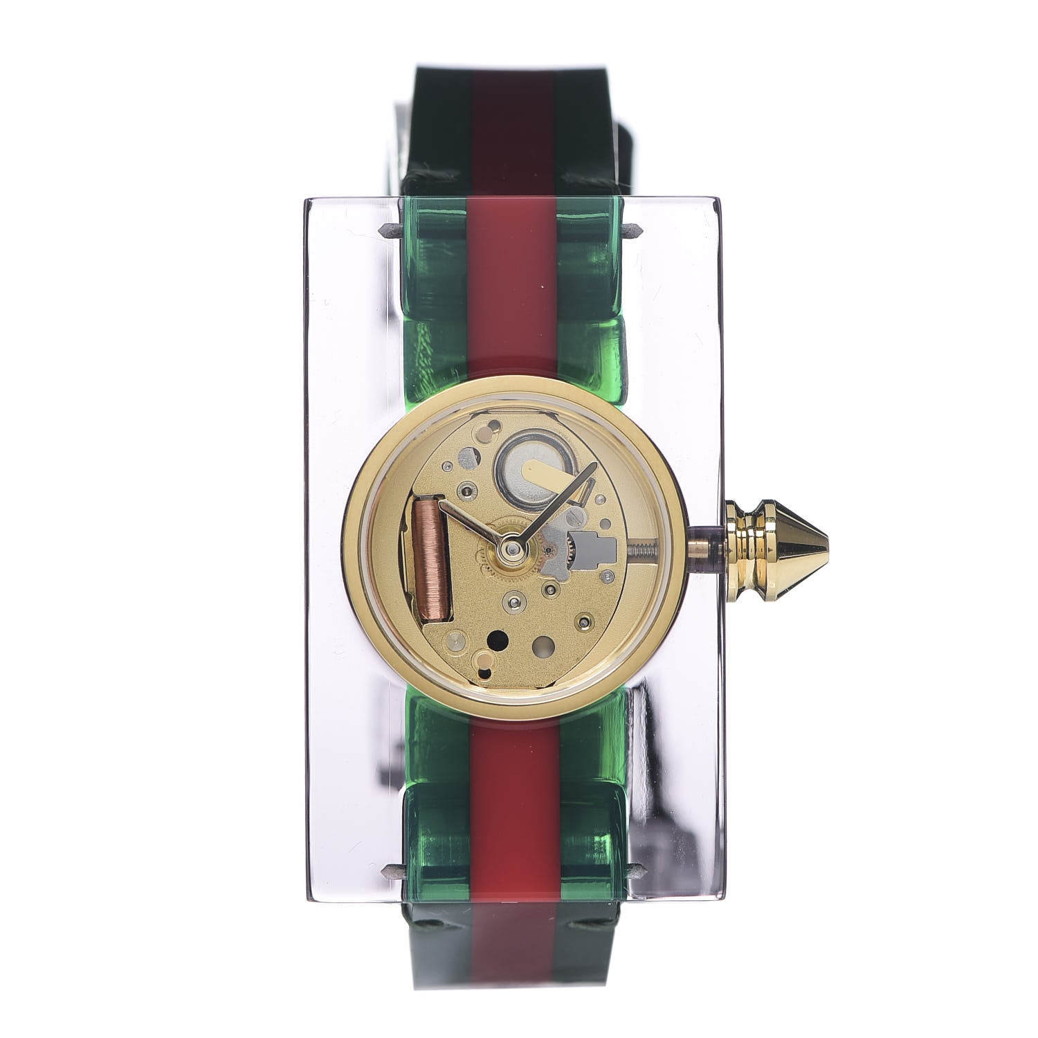 Gucci Stainless Steel Calfskin Plexiglass 24mm Skeleton Quartz Watch 1 of 5