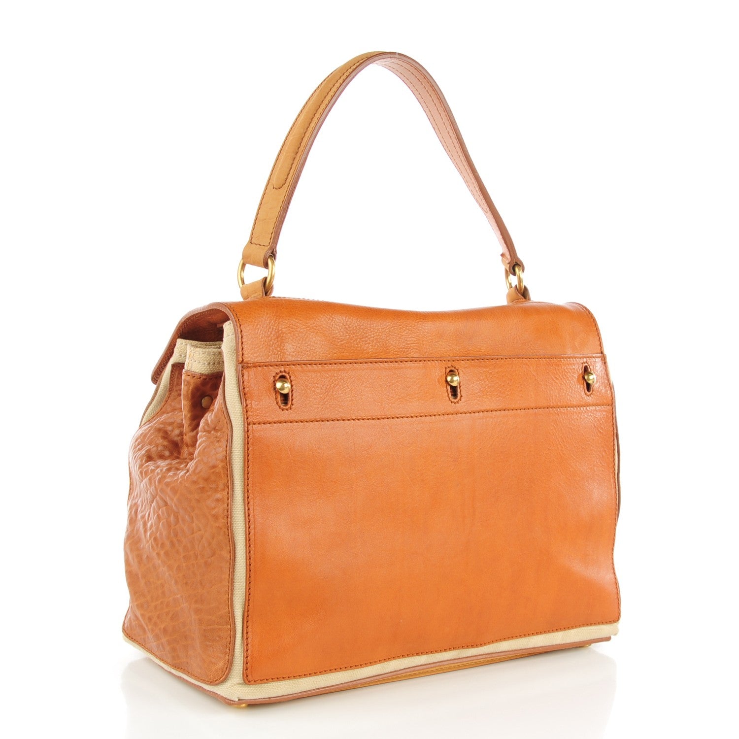 Saint Laurent Crocodile Embossed Nubuck Calfskin Medium Muse Two Tote Tan 3 of 8