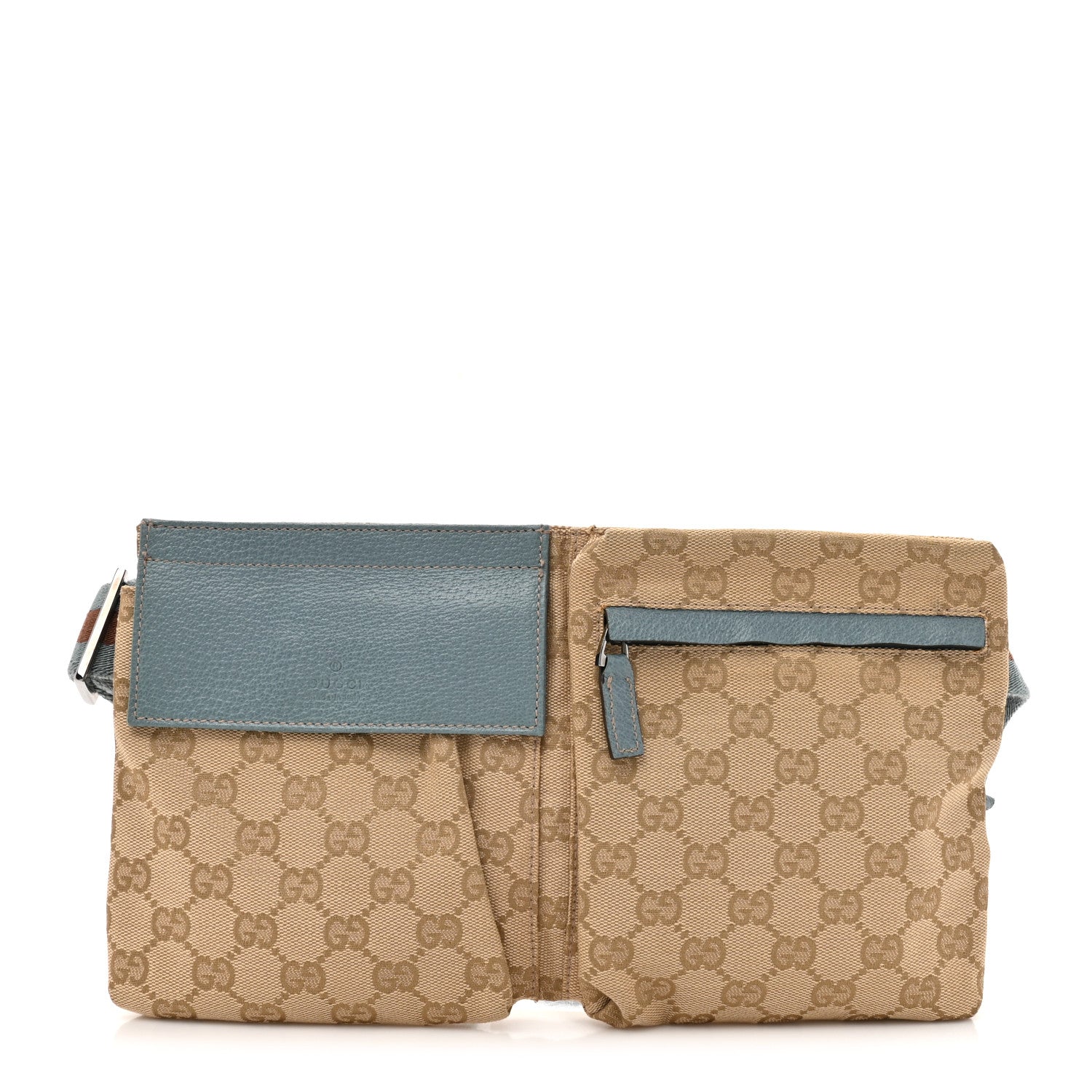 Gucci GG Monogram Web Double Pocket Belt Bag Blue 1 of 12
