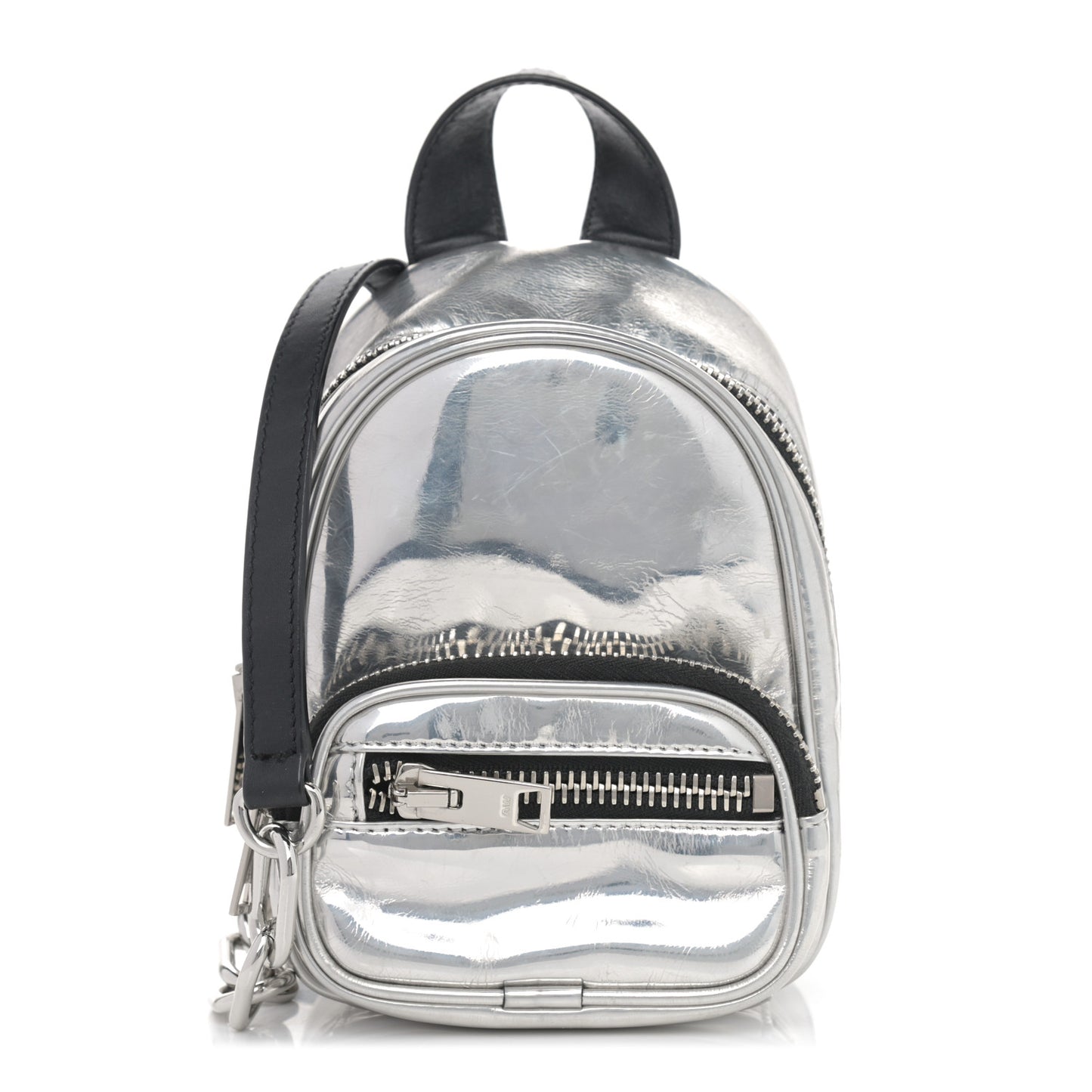 Metallic Lambskin Mini Attica Backpack Silver