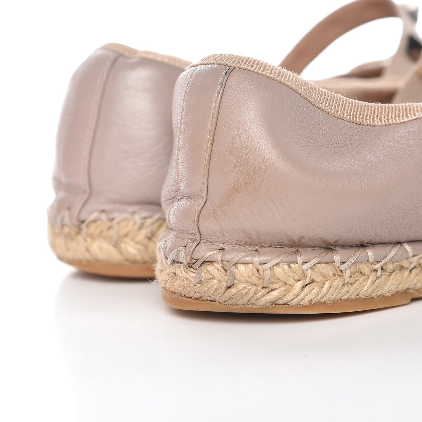 Nappa Rockstud Ballerina Espadrille Flats 37 Poudre