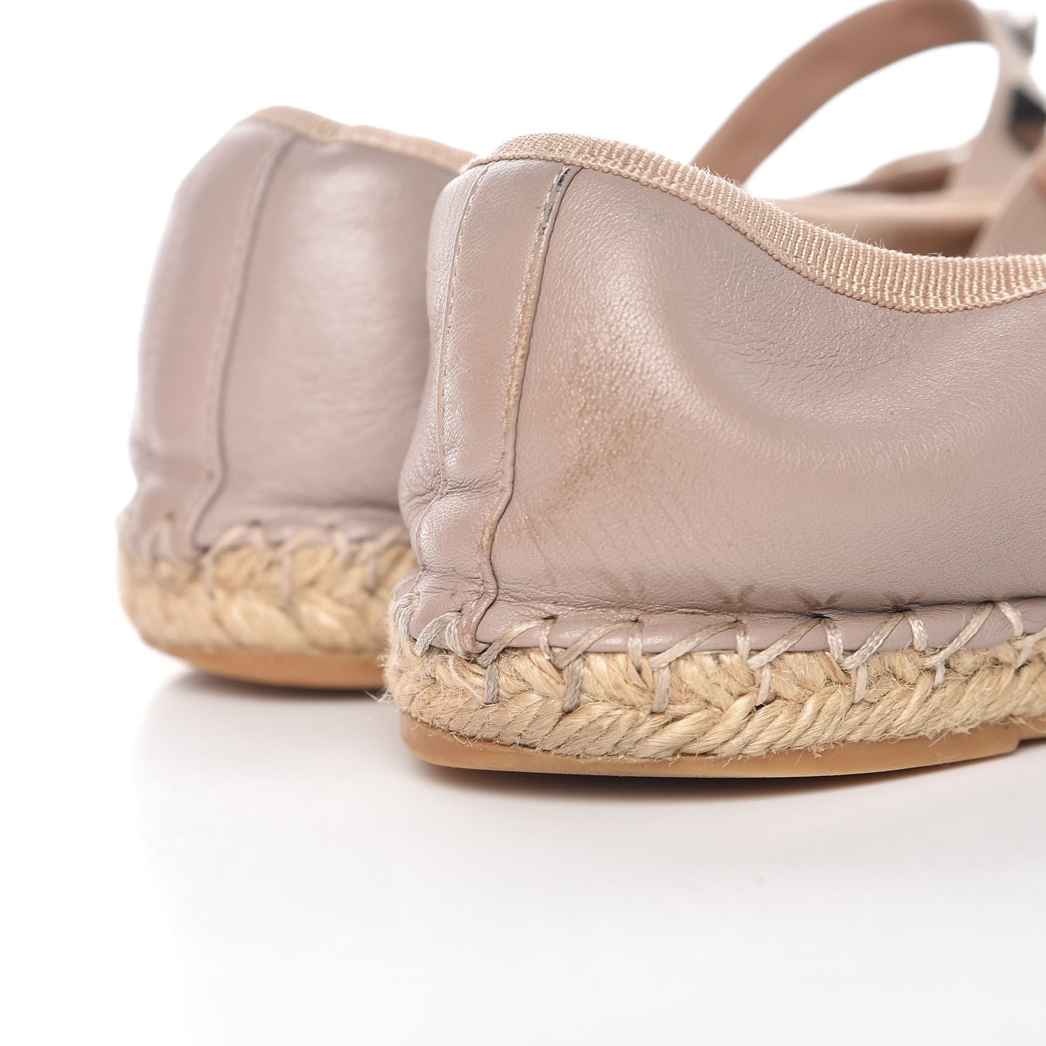 Valentino Garavani Nappa Rockstud Ballerina Espadrille Flats 37 Poudre 13 of 14