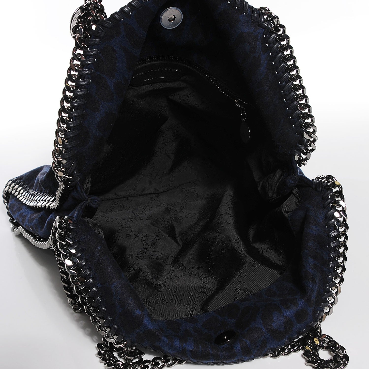 Stella McCartney Linen Leopard Small Falabella Tote Blue 5 of 9
