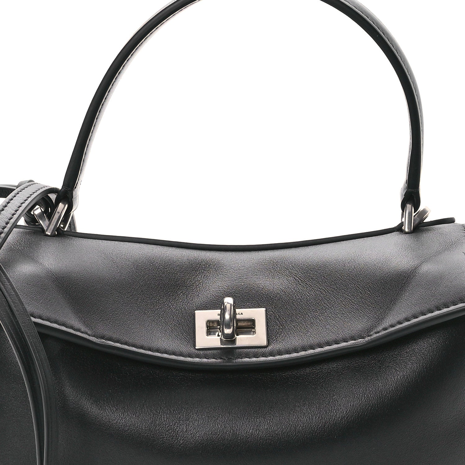 Balenciaga Natural Smooth Calfskin Mini Rodeo Top Handle Handbag Black 8 of 10
