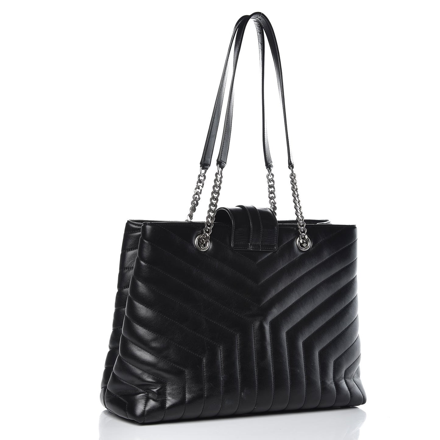 Calfskin Y Quilted Monogram Large Loulou Shopper Black