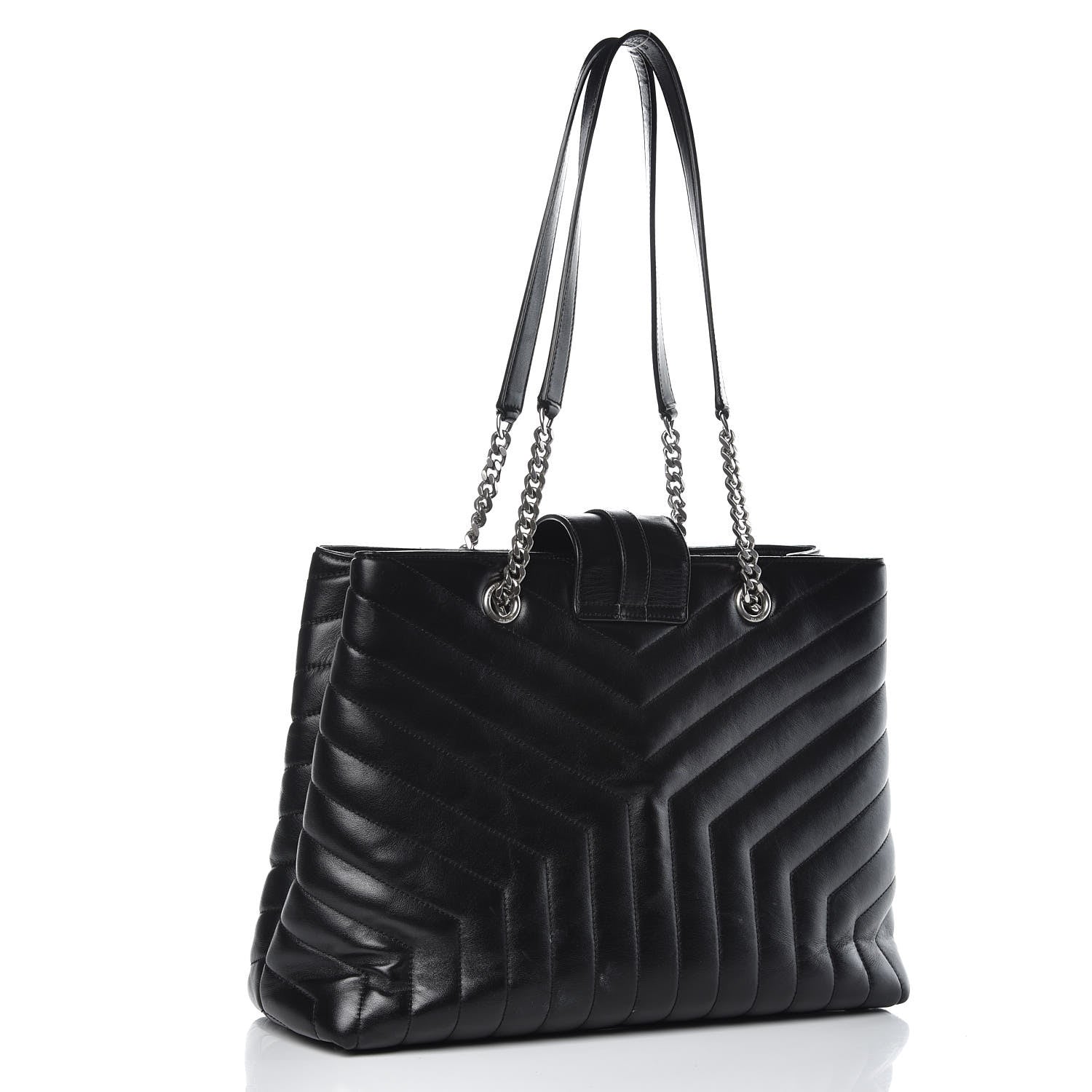 Saint Laurent Calfskin Y Quilted Monogram Large Loulou Shopper Black 3 of 14