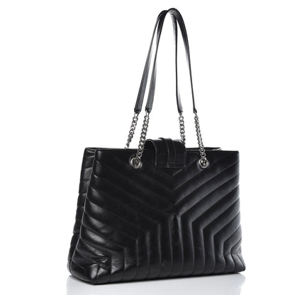 Saint Laurent Calfskin Y Quilted Monogram Large Loulou Shopper Black 3 of 14