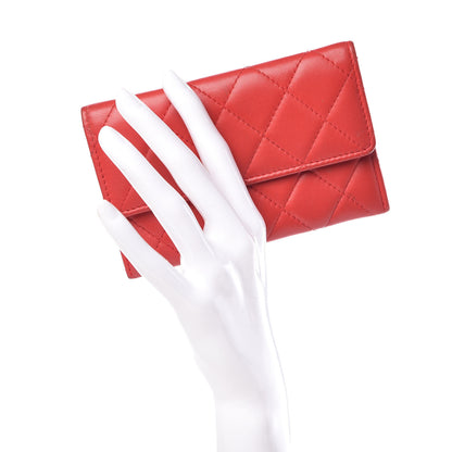 Chanel Lambskin Quilted Wallet On Removable Chain Insert Red 2 of 10