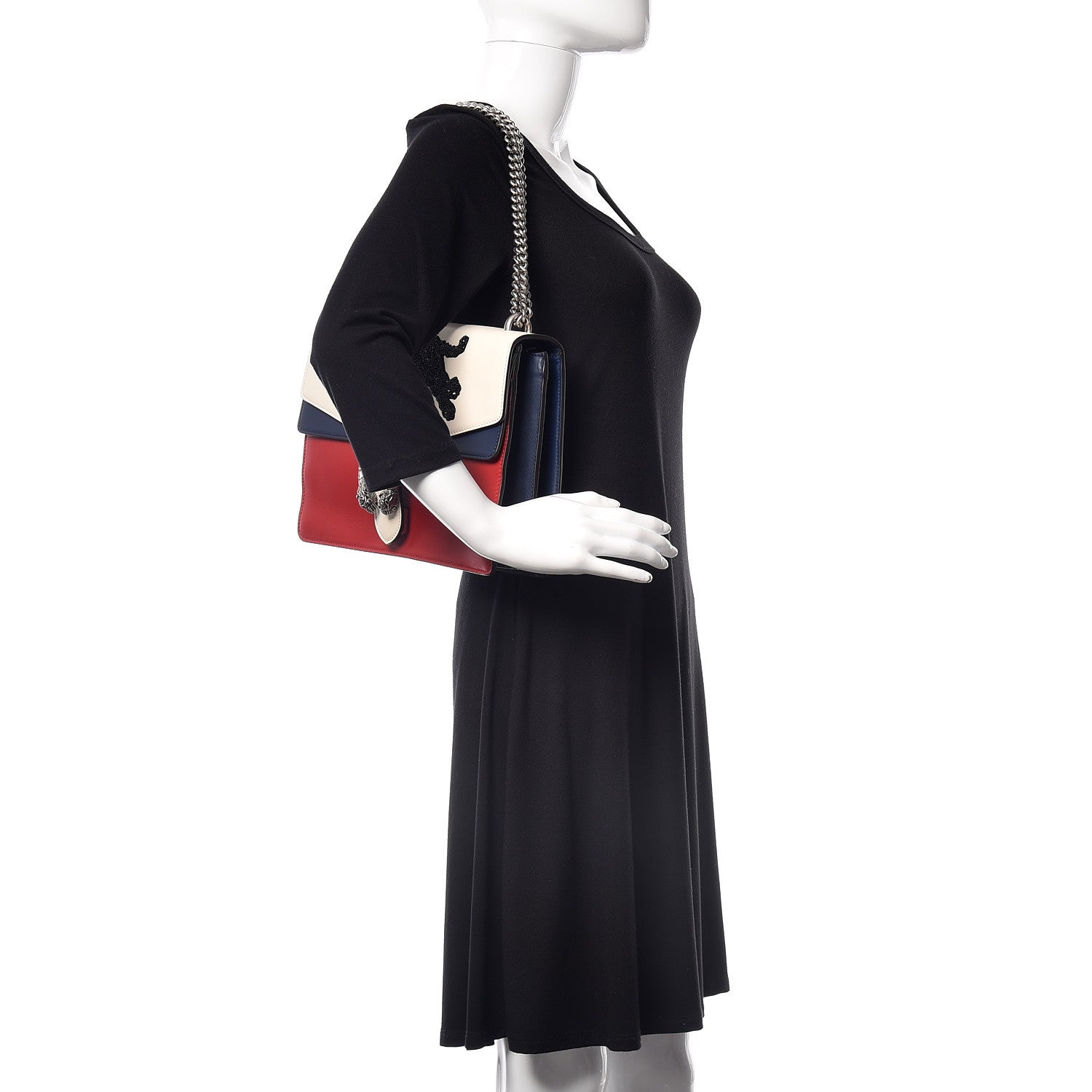 Gucci Calfskin Panther Embroidered Medium Dionysus Shoulder Bag White Blue Hibiscus Red 2 of 12