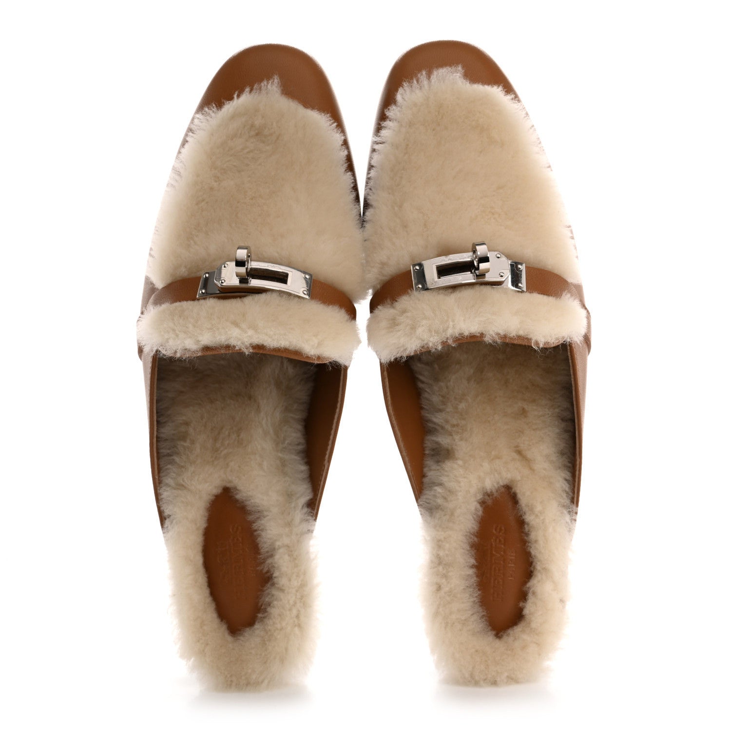 Hermes Goatskin Shearling Womens Oz Mules 38 Naturel Ecru 2 of 10