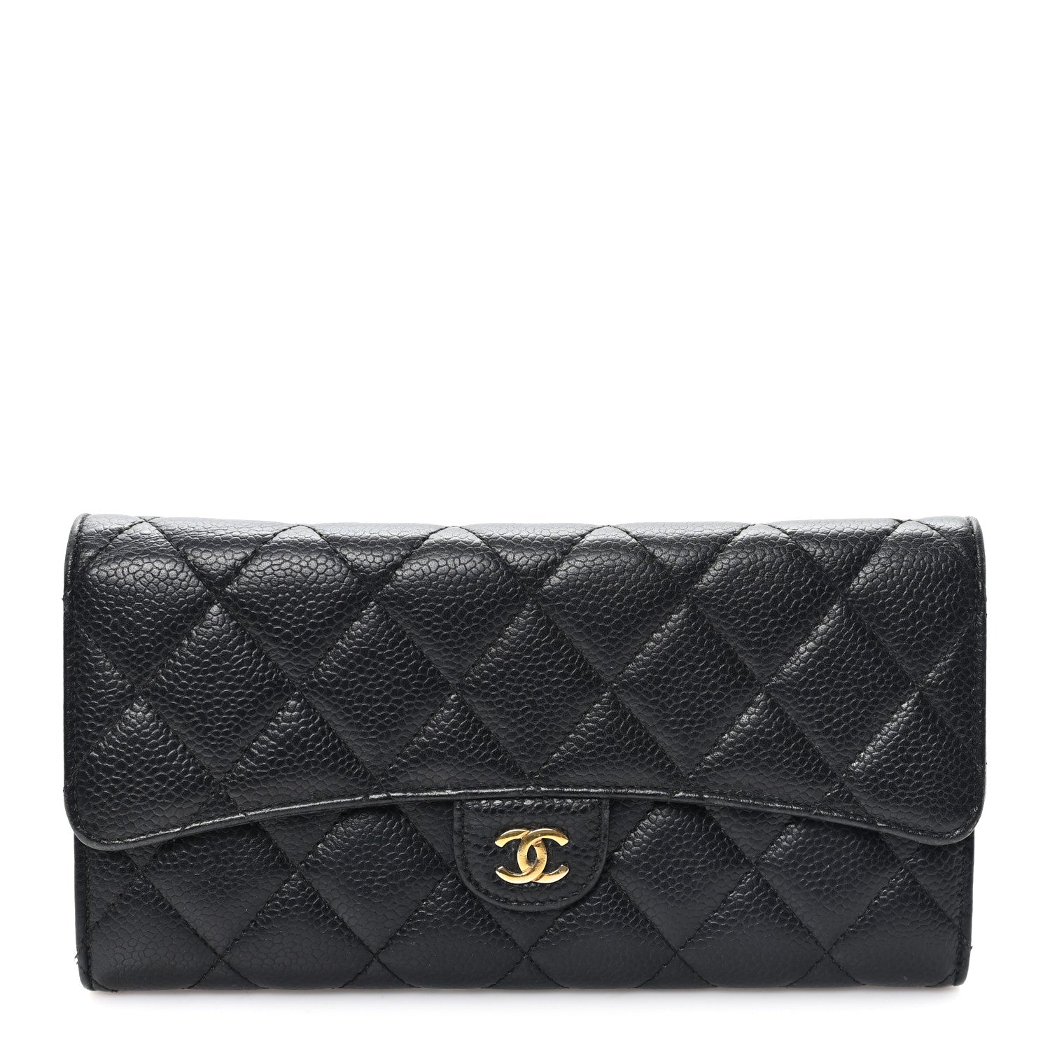 Chanel Caviar Quilted Large Gusset Flap Wallet Black 1 of 8