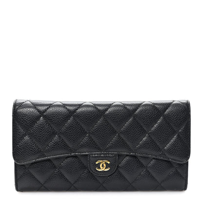 Chanel Caviar Quilted Large Gusset Flap Wallet Black 1 of 8