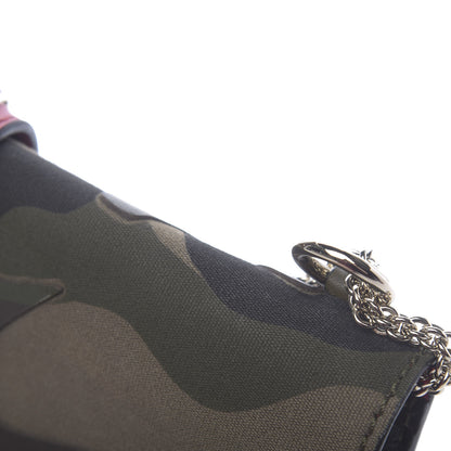 Valentino Garavani Nappa Canvas Camouflage Medium Glam Lock Rockstud Flap Verde 10 of 15
