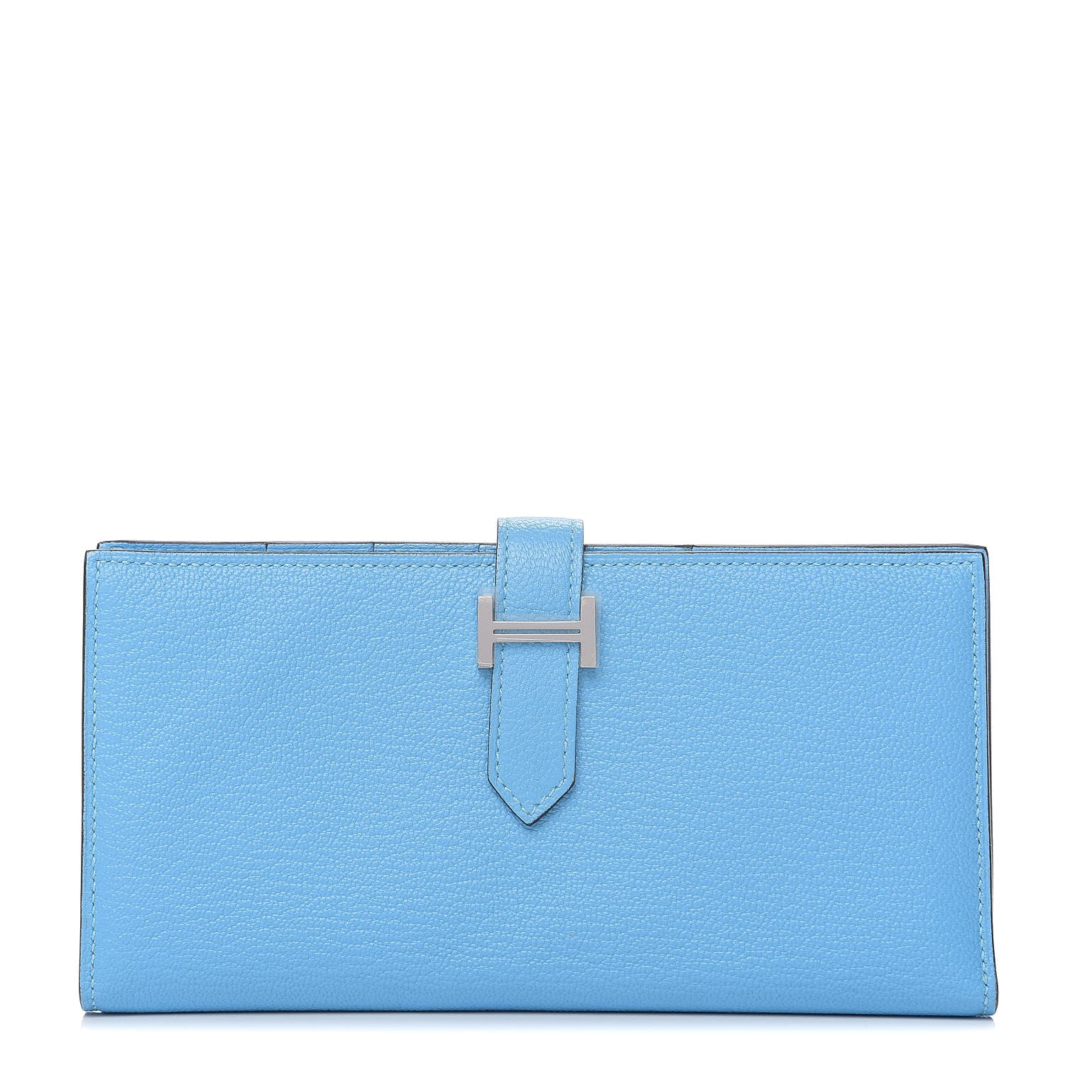 Hermes Chevre Mysore Bearn Gusset Wallet Celeste 1 of 7