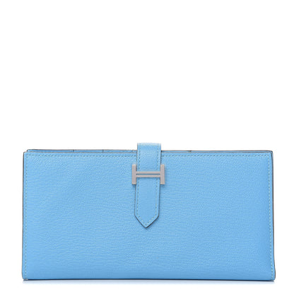 Hermes Chevre Mysore Bearn Gusset Wallet Celeste 1 of 7