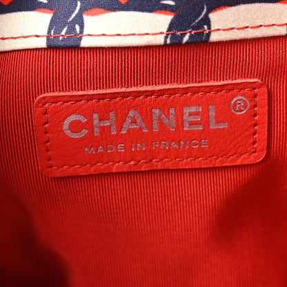 Chanel Silk Quilted Chain Printed Bucket Bag Red 6 of 9