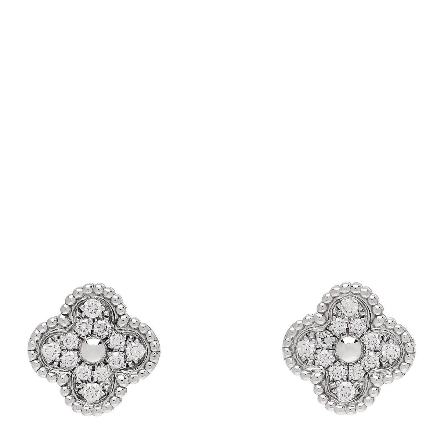 18K White Gold Diamond Sweet Alhambra Earrings