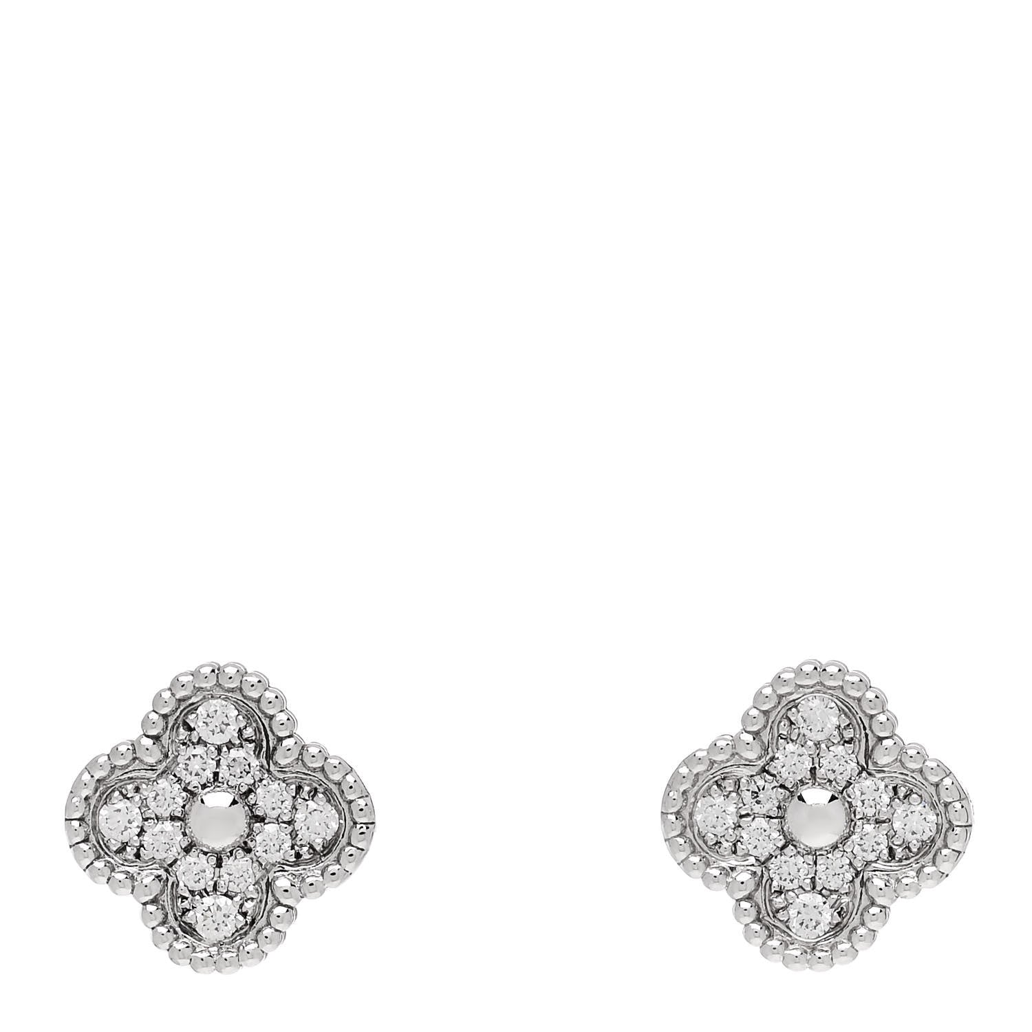 Van Cleef & Arpels 18K White Gold Diamond Sweet Alhambra Earrings 1 of 6