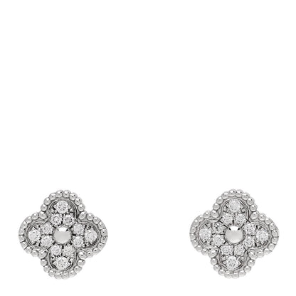 Van Cleef & Arpels 18K White Gold Diamond Sweet Alhambra Earrings 1 of 6