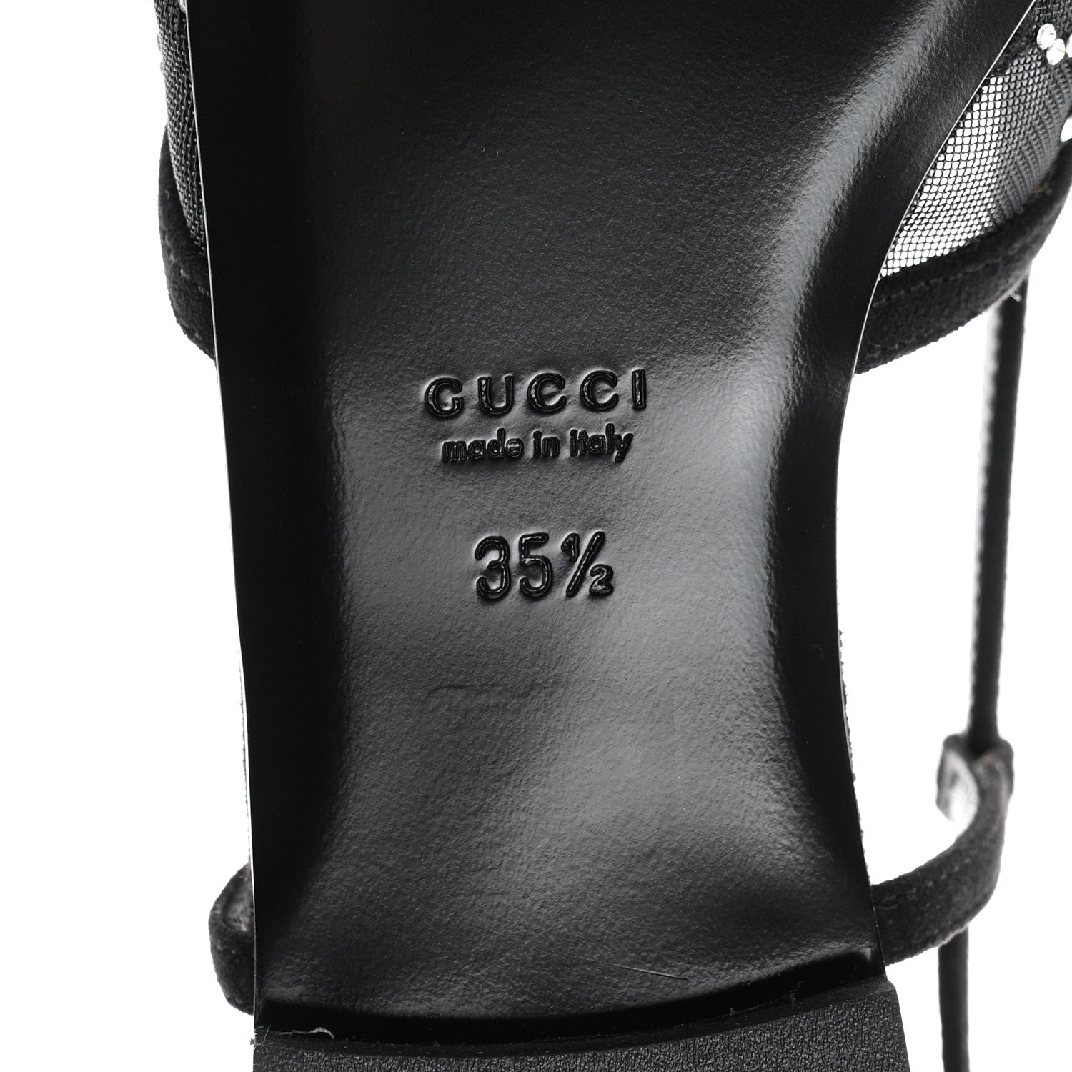 Gucci Suede Mesh Crystal GG Monogram Slingback Ballet Flats 35.5 Black 6 of 8