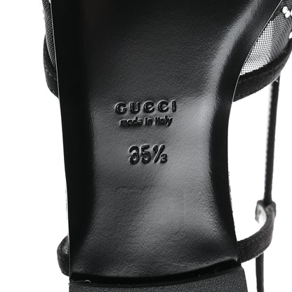 Gucci Suede Mesh Crystal GG Monogram Slingback Ballet Flats 35.5 Black 6 of 8