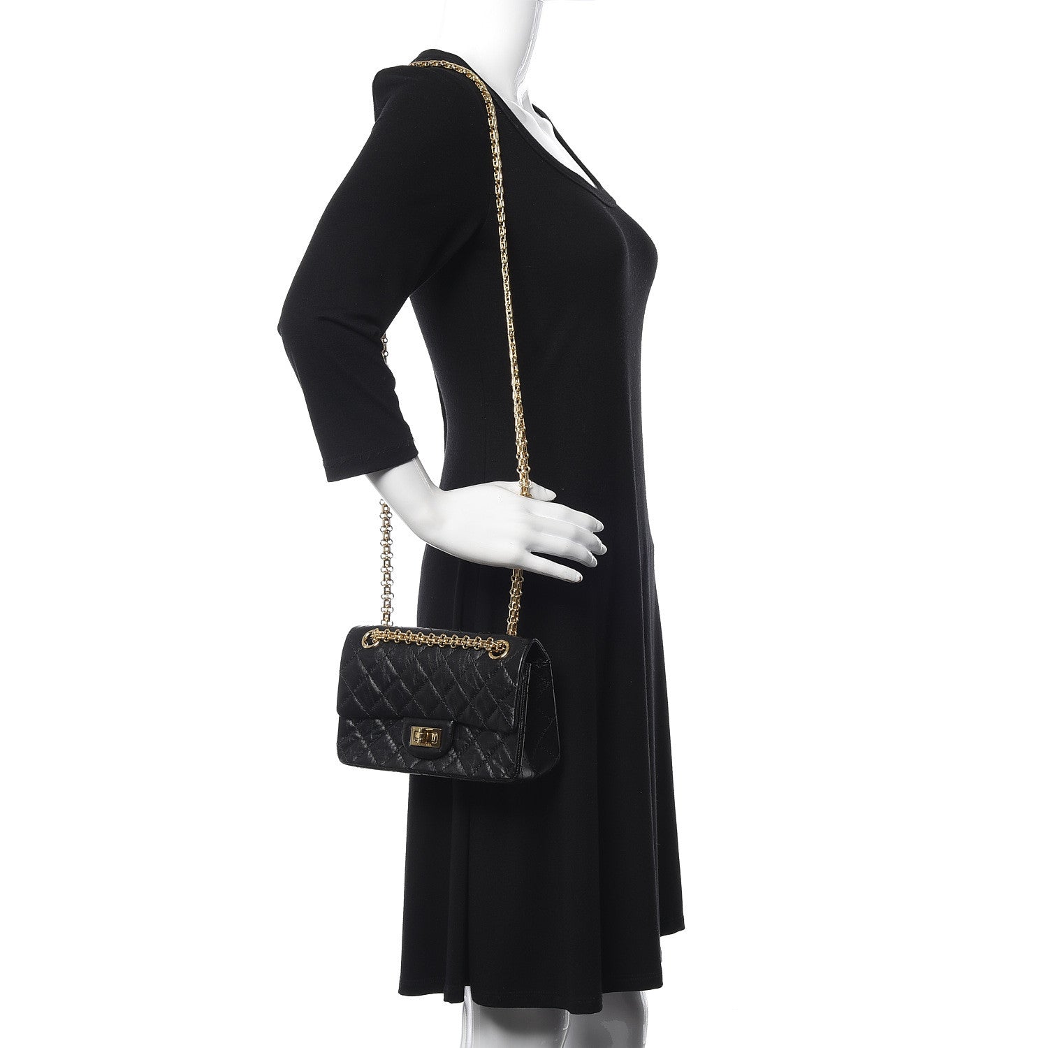 Chanel Aged Calfskin Quilted 2.55 Reissue Mini Flap Black 2 of 12