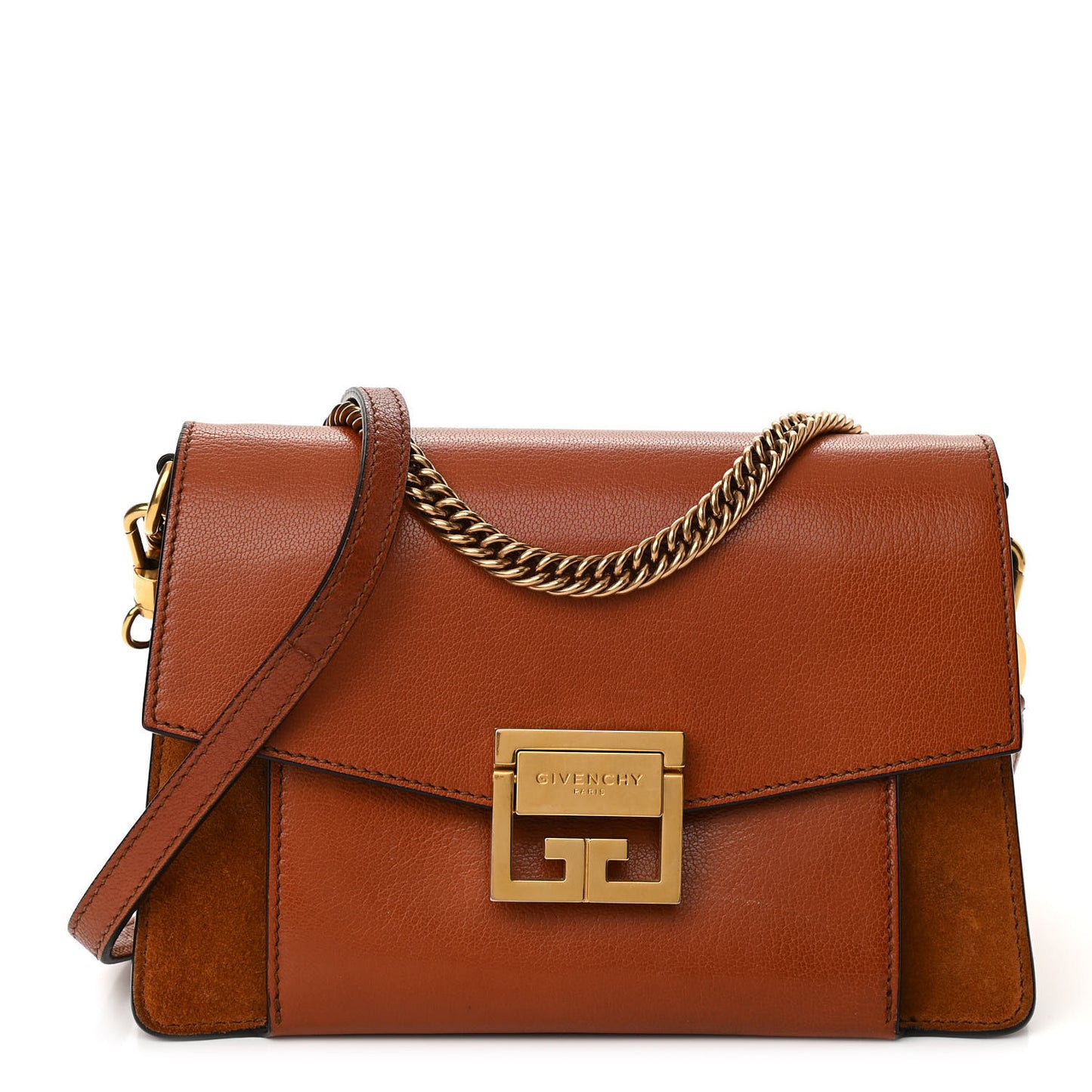 Goatskin Suede Small GV3 Shoulder Bag Amber Mastic