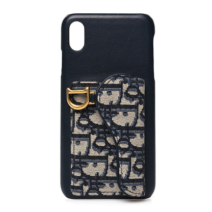 Christian Dior Oblique Calfskin Saddle iPhone X Case Blue 1 of 10