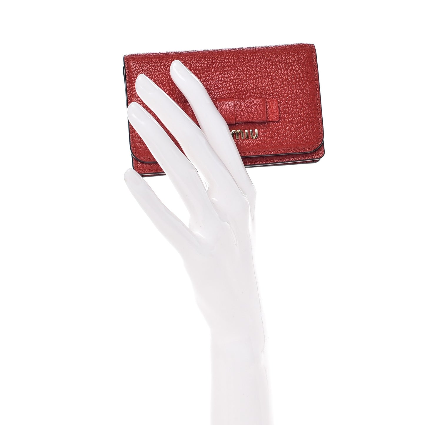 Goatskin Madras Bow Card Holder Rosso