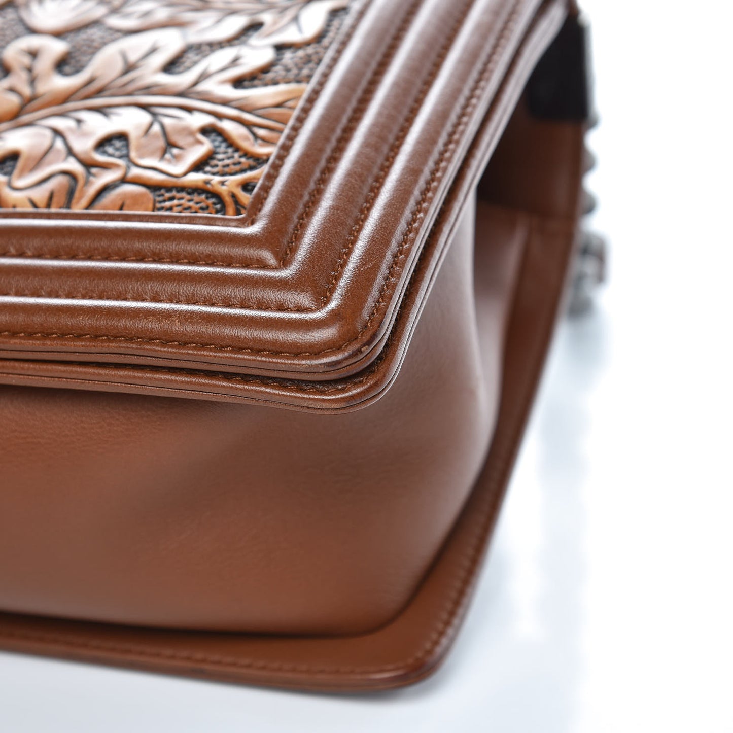 Calfskin Quilted Embellished Dallas Cordoba Medium Boy Flap Brown