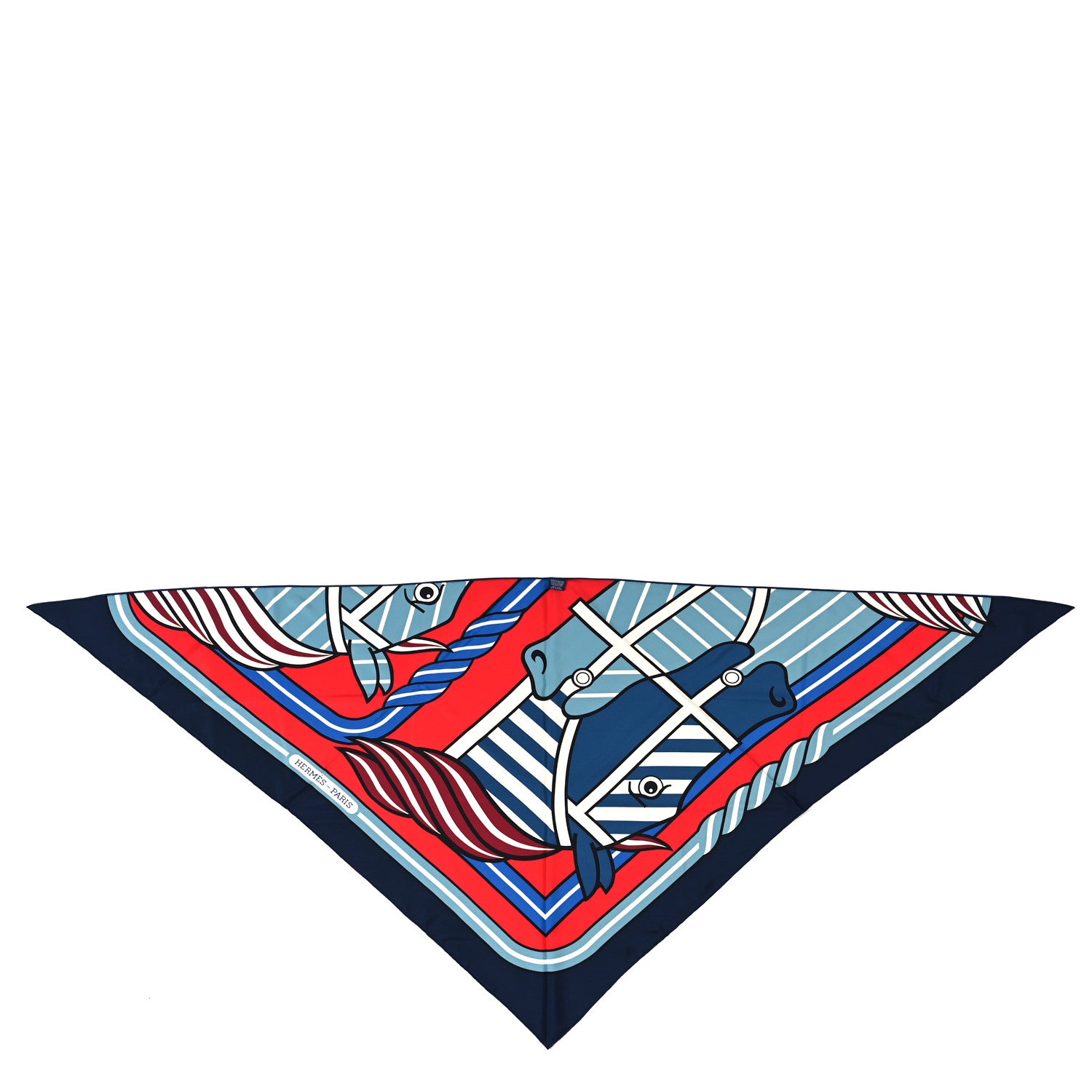 Hermes Silk Quadrige Bayadere Giant Pointe Triangle Scarf Creme Bleu Violet 1 of 4