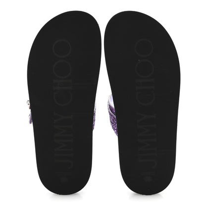 Jimmy Choo Glitter Crystal Embellished Marga Slide Sandals 39 Purple 6 of 9
