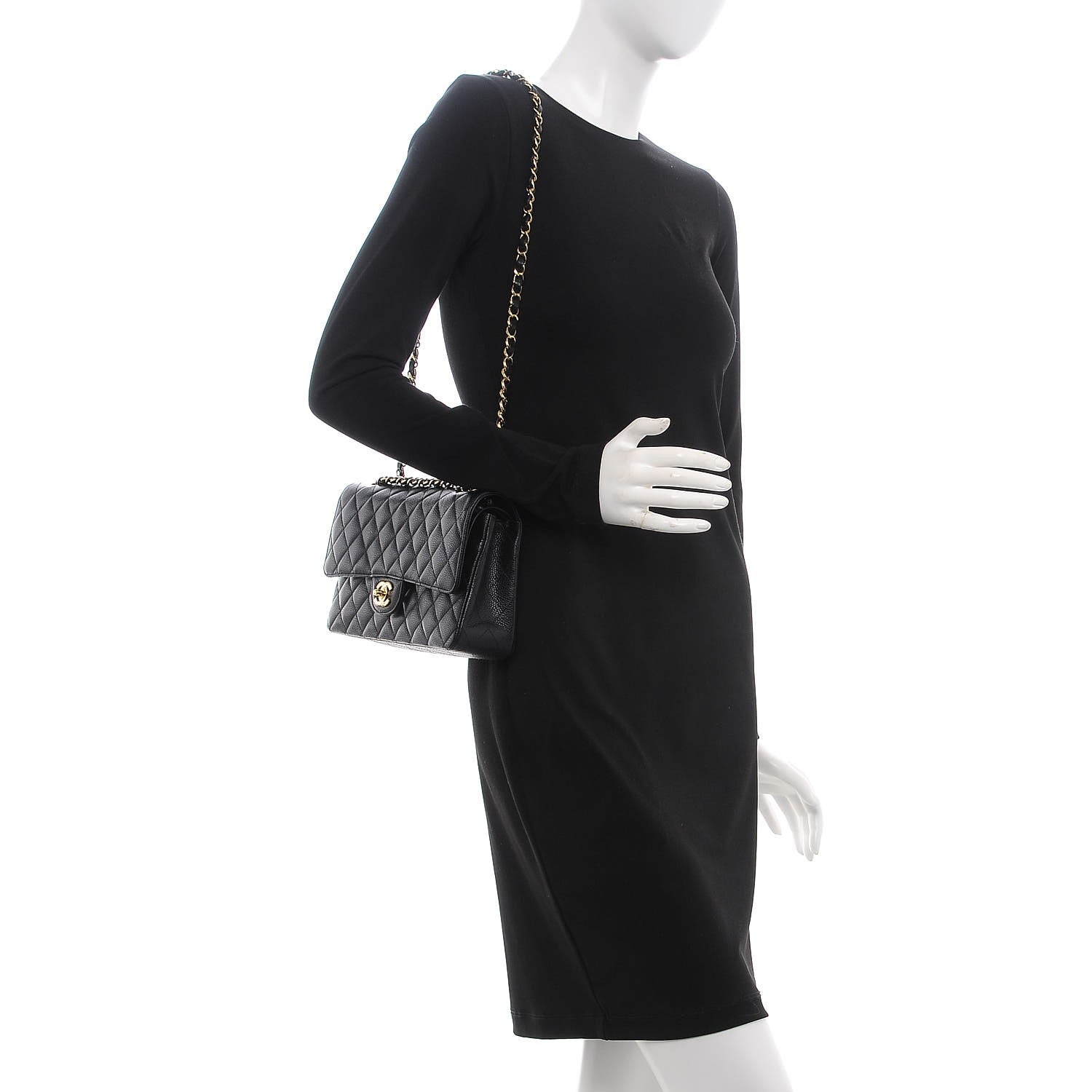 Chanel Caviar Quilted Medium Double Flap Black 2 of 8