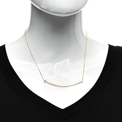 Tiffany 18K Yellow Gold Large T Smile Pendant Necklace 2 of 5