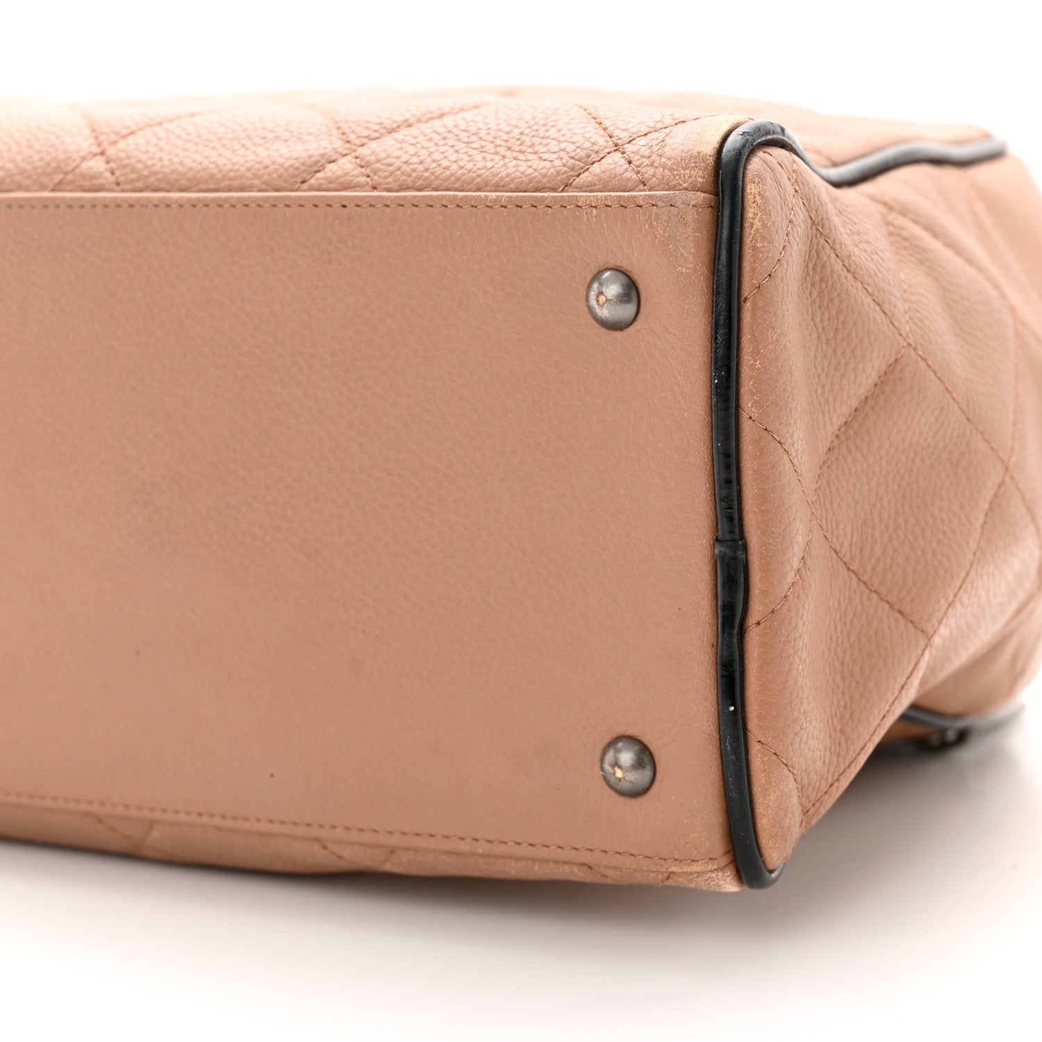 Chanel Calfskin Quilted Large Bowler Beige Black 12 of 19