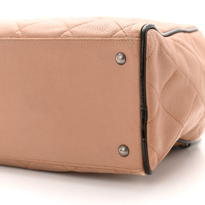 Chanel Calfskin Quilted Large Bowler Beige Black 12 of 19