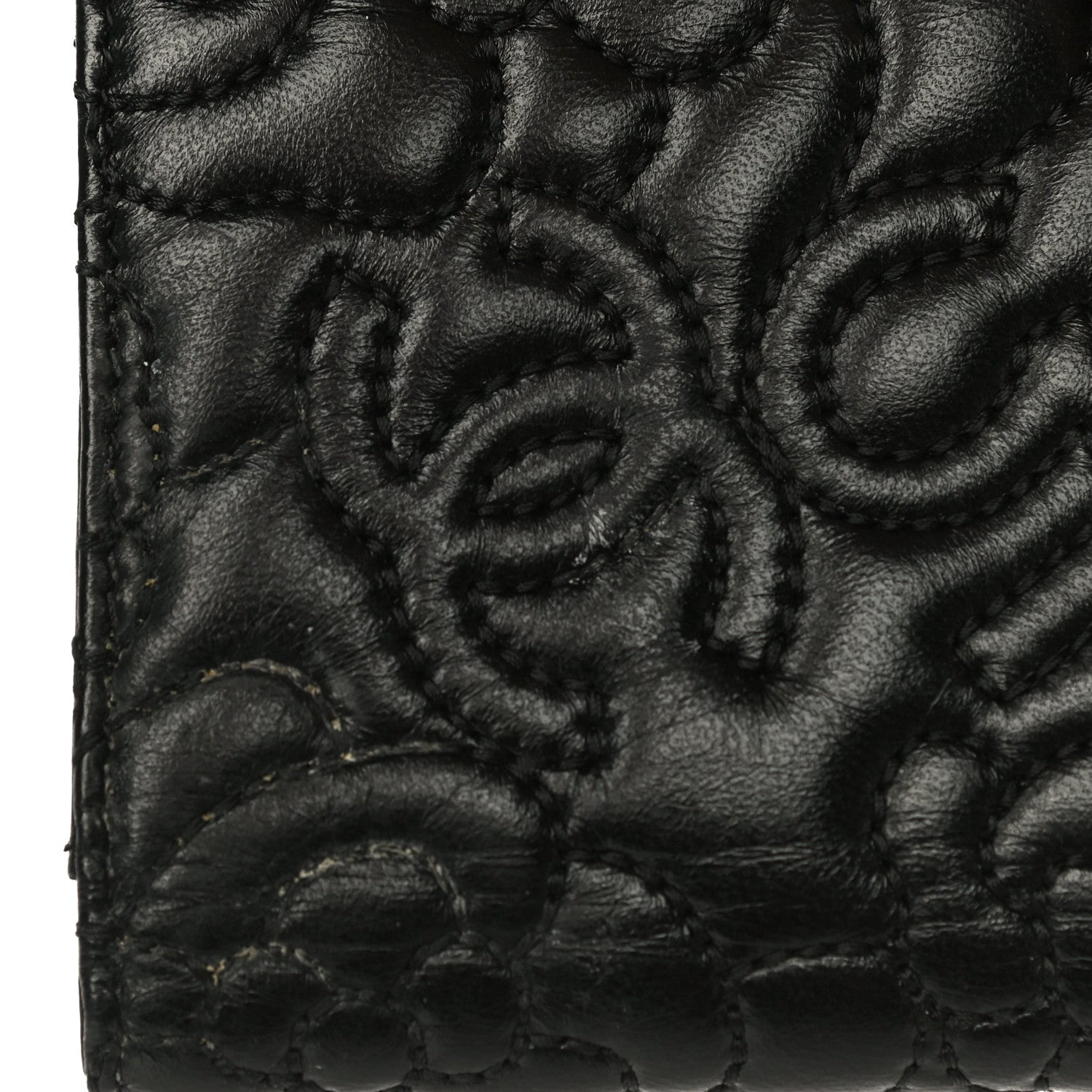 Chanel Lambskin Camellia Embossed Small Wallet Black 16 of 17