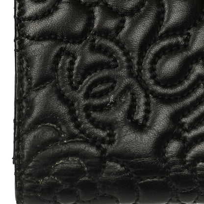 Chanel Lambskin Camellia Embossed Small Wallet Black 16 of 17