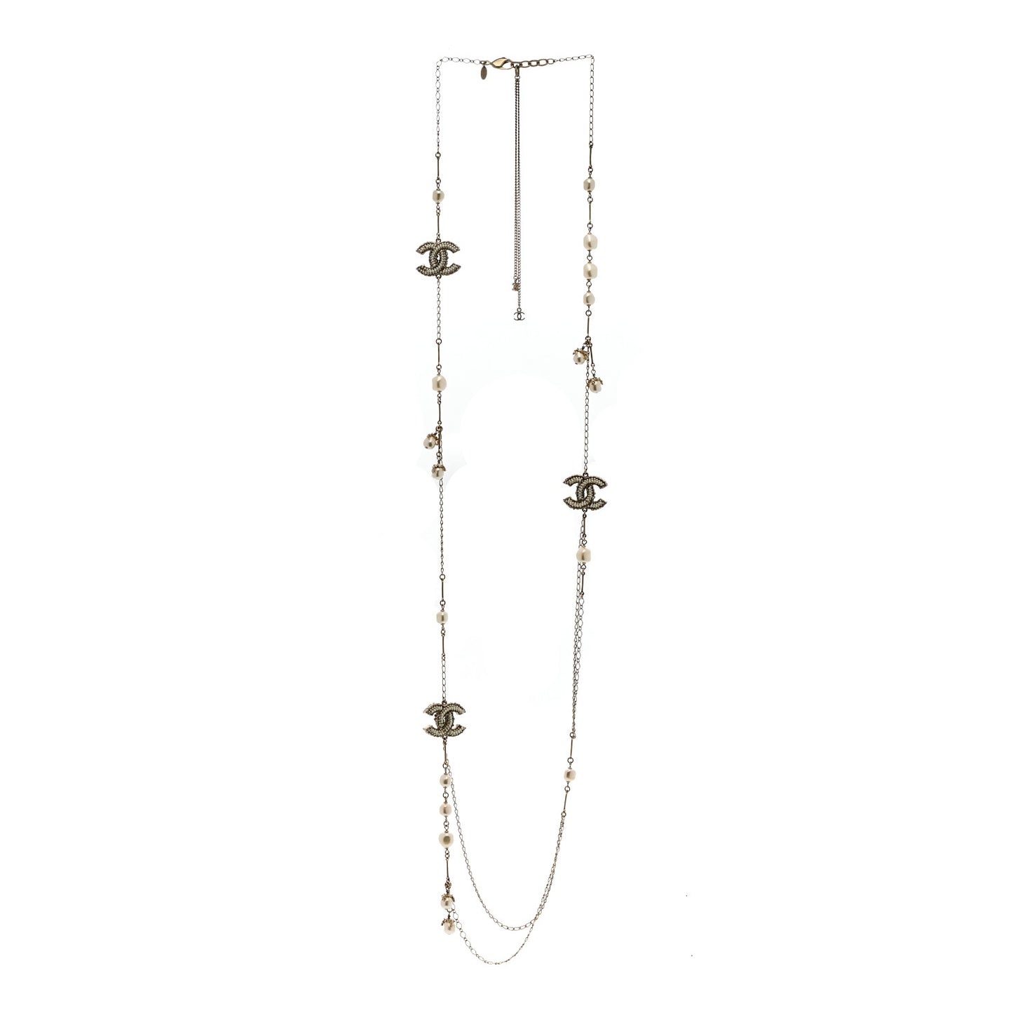 Pearl CC Long Necklace Gold