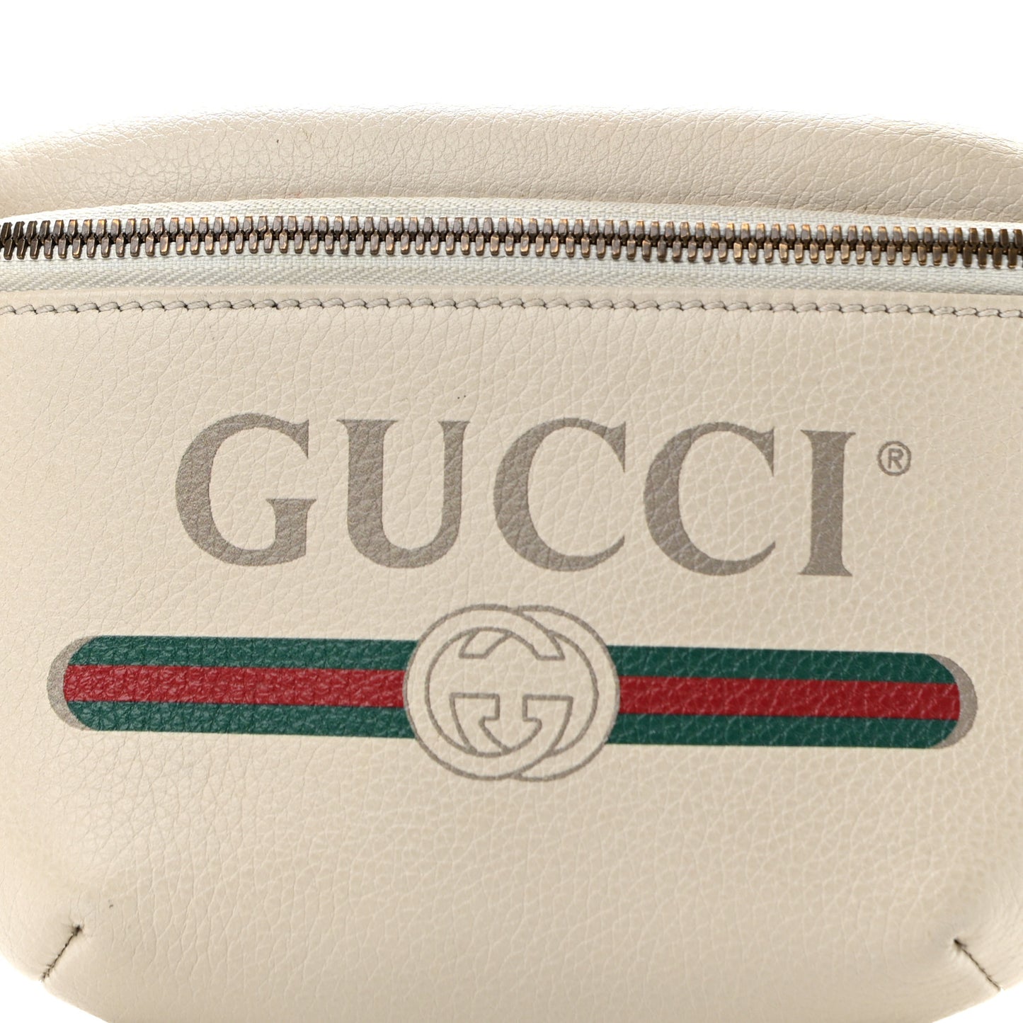 Grained Calfskin Small Logo Belt Bag White