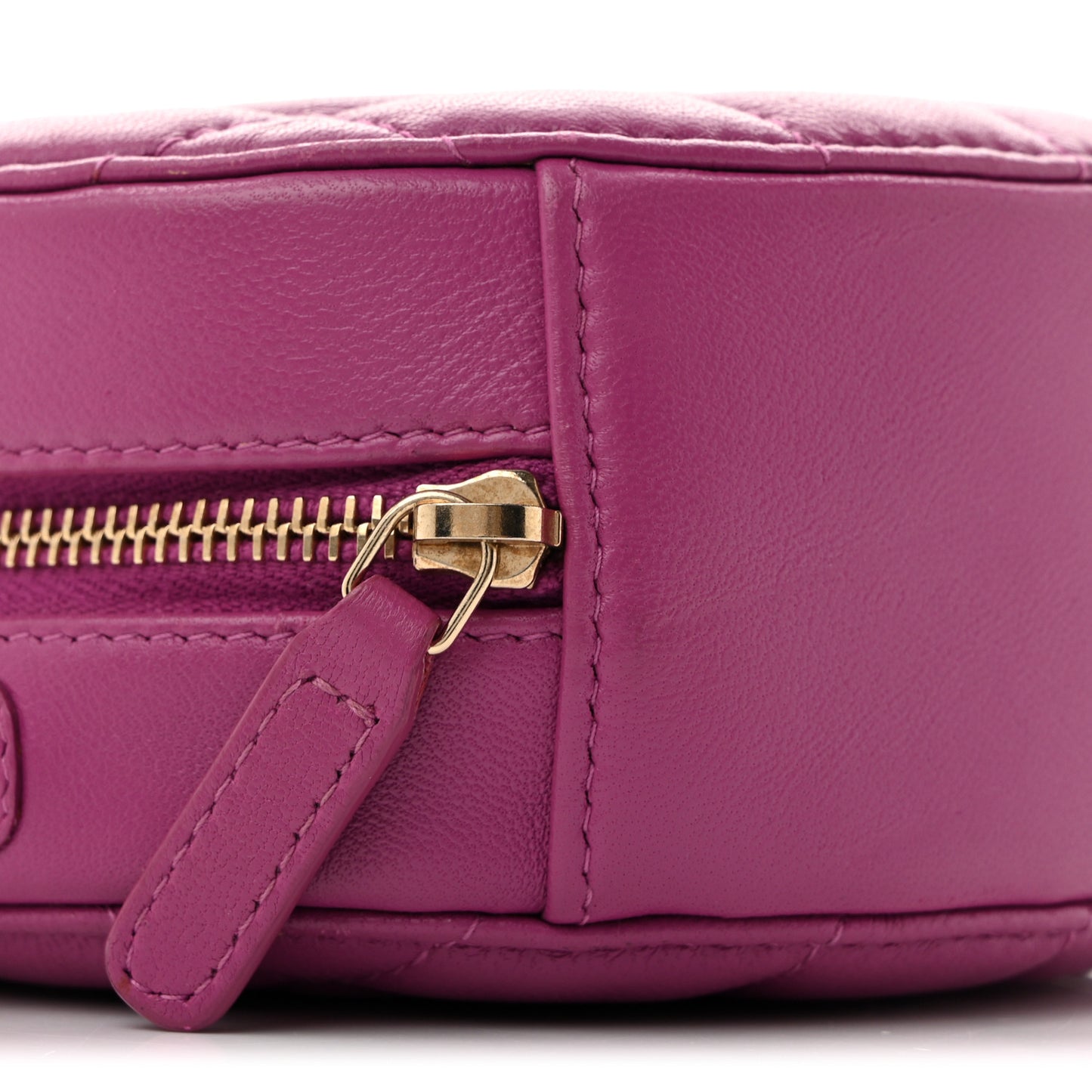 Lambskin Quilted Round Pearl Crush Clutch With Chain Purple