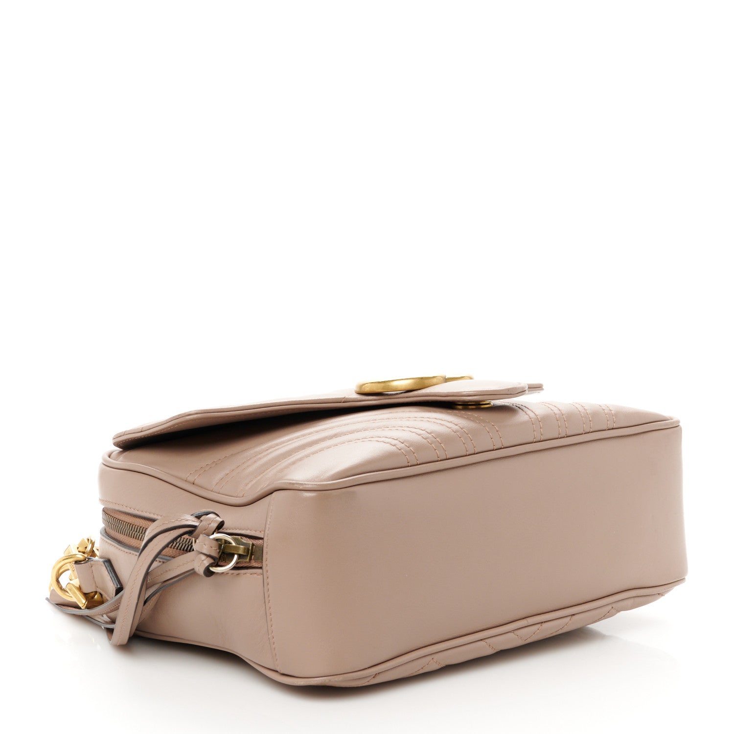 Gucci Calfskin Matelasse Sylvie Web Small GG Marmont Top Handle Shoulder Bag Porcelain Rose 4 of 13