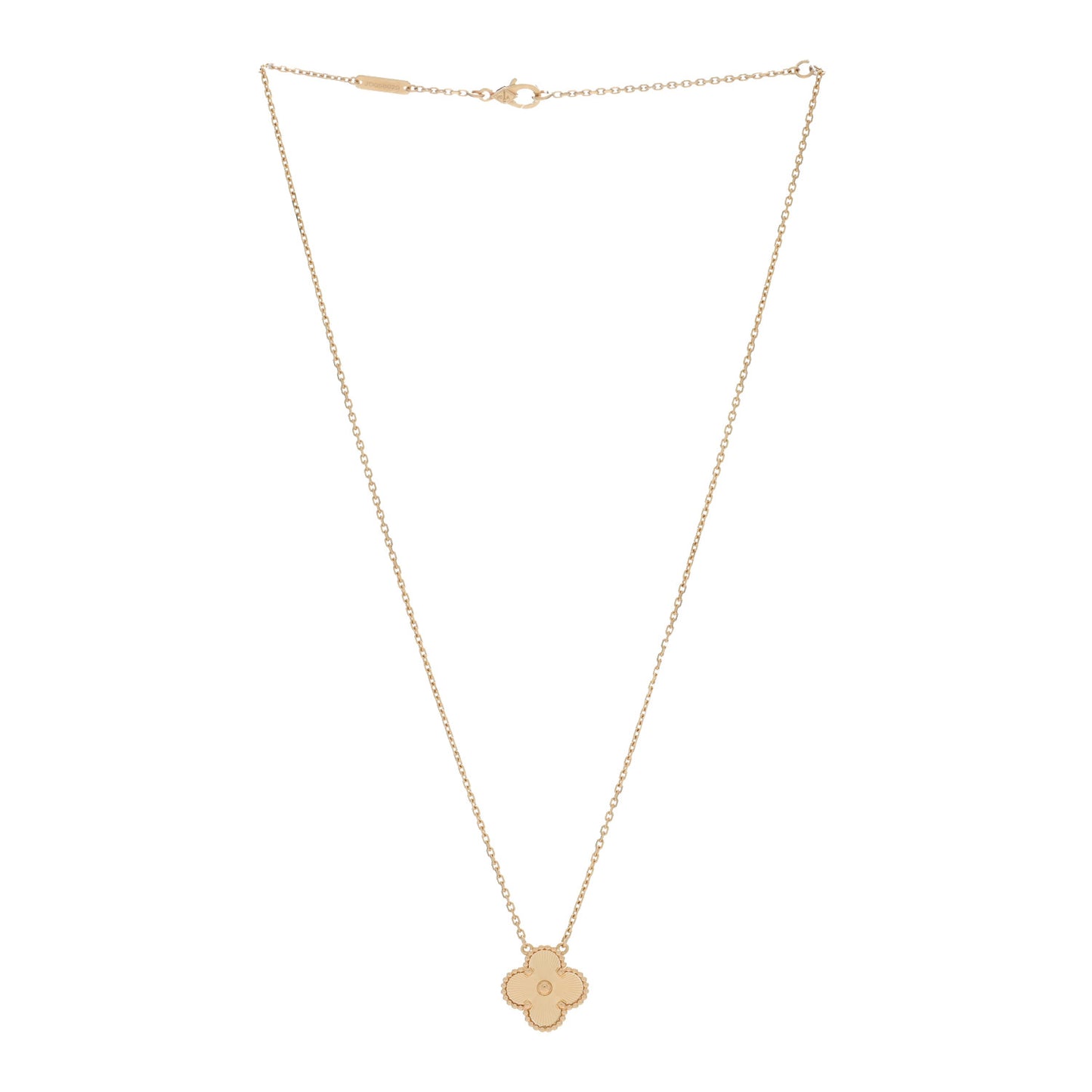 18K Yellow Gold Guilloche Vintage Alhambra Pendant Necklace