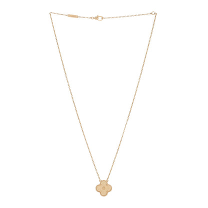 Van Cleef & Arpels 18K Yellow Gold Guilloche Vintage Alhambra Pendant Necklace 2 of 5