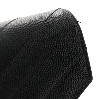 Saint Laurent Grain De Poudre Matelasse Chevron Monogram Envelope Chain Wallet Black 13 of 13