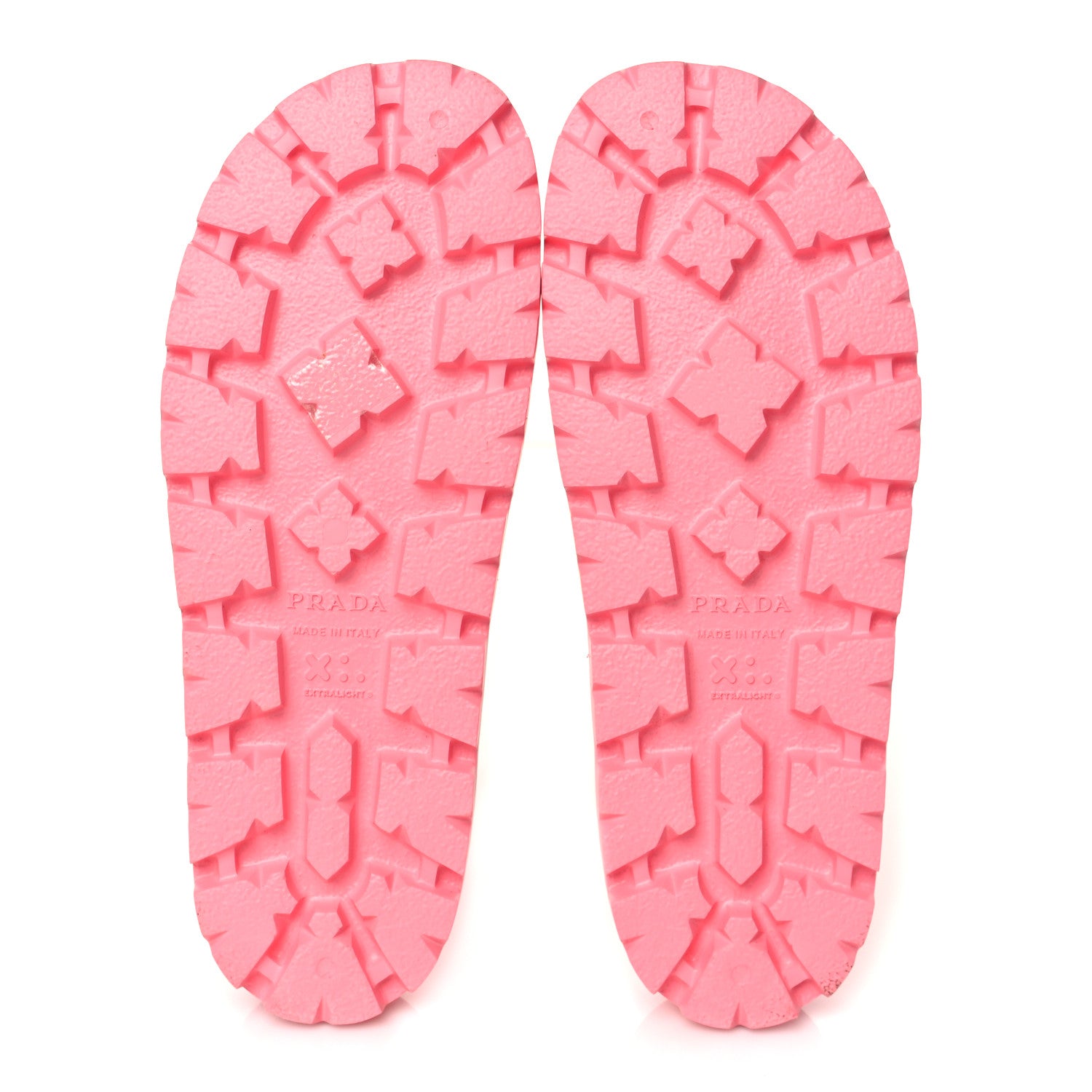 Prada EVA Rubber Triangle Logo Embossed Womens Lug Sole 20mm Slide Sandals 39 Begonia 5 of 9