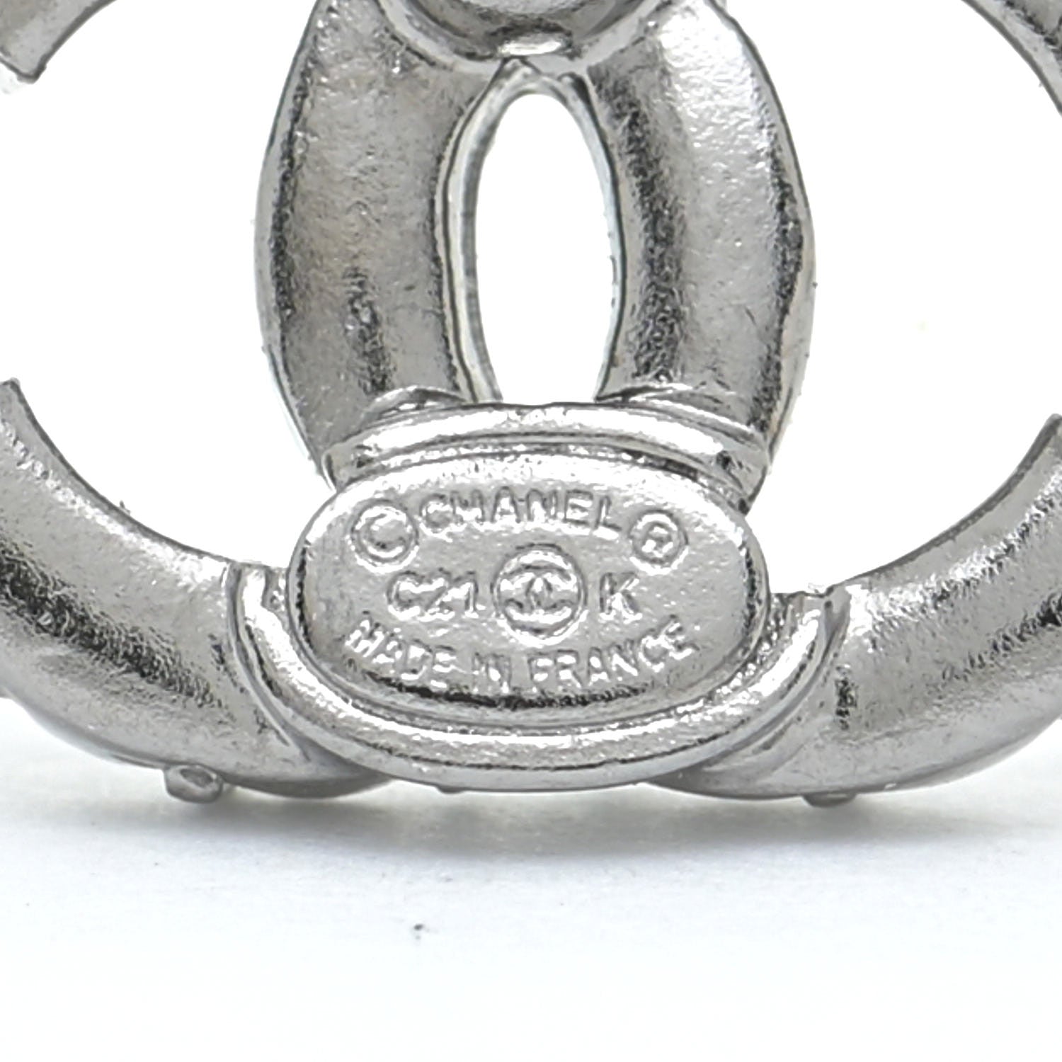 Chanel Crystal CC Earrings Silver 4 of 5